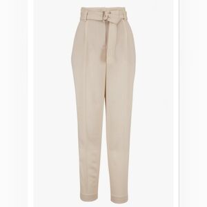 Akris Punto Fred Beige Wool High-Rise Belted Pleat Pant